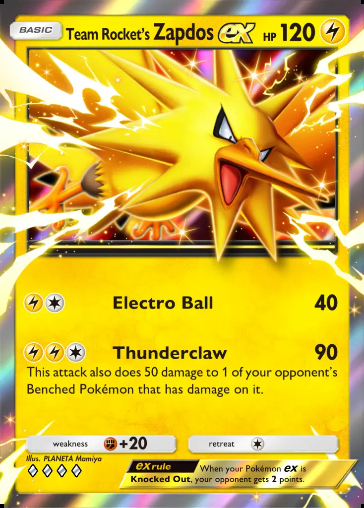 Carta de Zapdos ex del Team Rocket